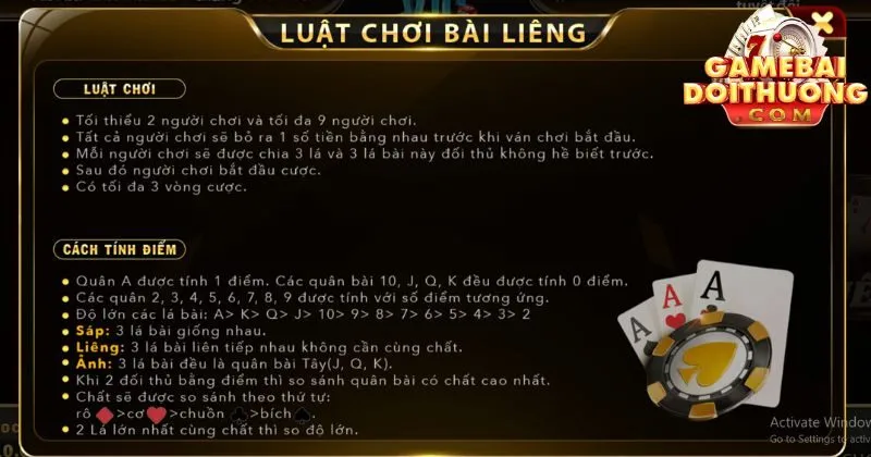 Luật chơi game bài liêng